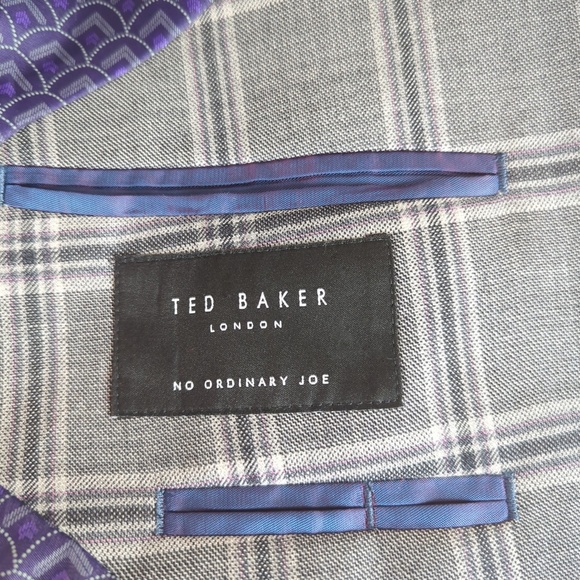 Ted Baker Grey Plaid 100% Wool Blazer - Picture 7 of 14